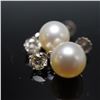 Image 4 : 0.70CTW 14K Gold Pearl and Diamond Screwback Earrings