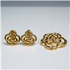 Image 2 : 3pc Gold Tone Floral Brooch and Landau Earrings Set