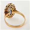 Image 5 : 14K Gold Ring with Cabochon Lab Sapphire and Diamond Halo