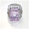 Image 1 : Platinum 22.65ct Kunzite and 0.51ctw Diamond Ring
