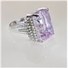 Image 2 : Platinum 22.65ct Kunzite and 0.51ctw Diamond Ring