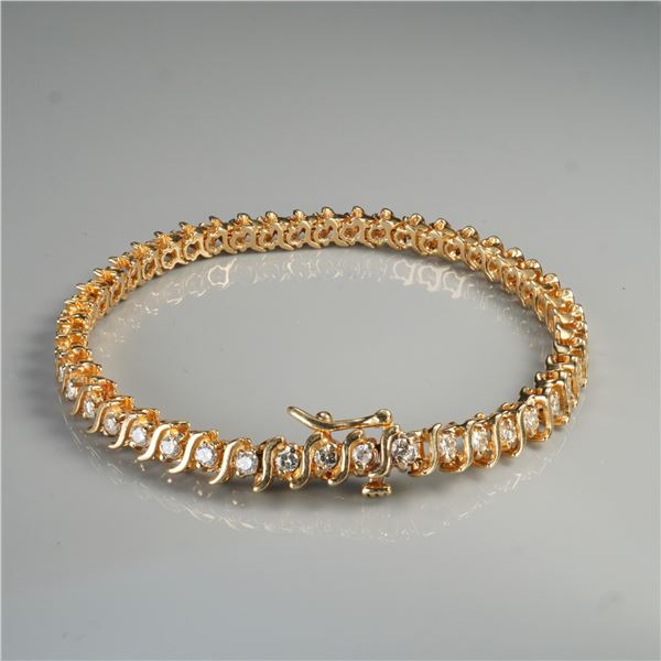 14K Yellow Gold 1.25ctw Diamond S-Link Bracelet