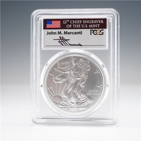 2019-(W) American Silver Eagle First Day Issue $1 Coin PCGS Graded MS70