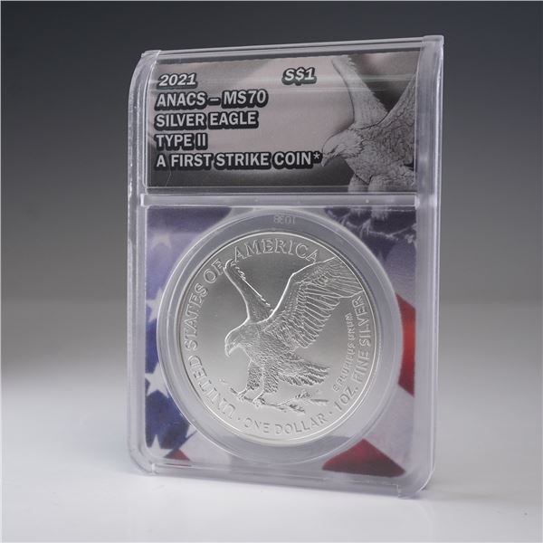 2021 American Silver Eagle Type 2 Dollar ANACS Graded MS 70