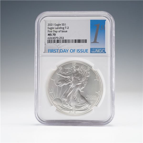 2021 American Silver Eagle Type 2 First Day Issue $1 Coin NGC Graded MS70