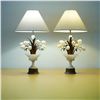 Image 1 : Pair of Richard Plumer Alabaster Floral Table Lamps