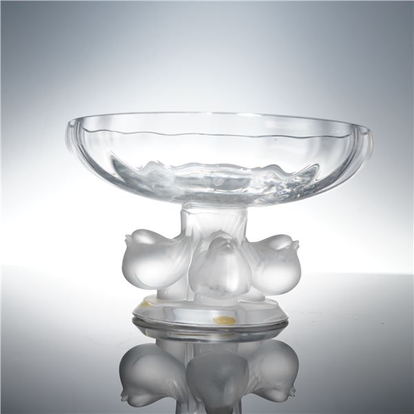 Lalique Crystal Stemmed Circular Bon Bon Dish