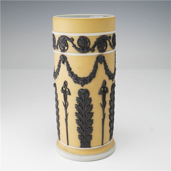 Wedgwood Yellow and Black Basalt Relief Vase