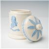 Image 4 : 3pc Wedgwood Blue and Cream Commemorative Jar and Ashtray