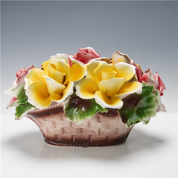 Capodimonte Vintage Figurine, Flower Basket