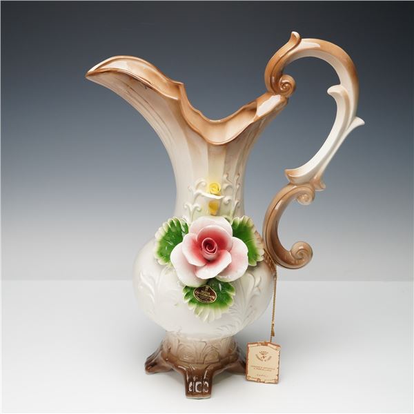 Nuova Capodimonte Large Pink Rose Pitcher