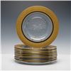 Image 1 : 10pc Etched Glass Dinner Plates with Gilt Rim Decoration