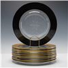 Image 5 : 10pc Etched Glass Dinner Plates with Gilt Rim Decoration