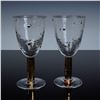Image 1 : 2pc Stephen Smyers Morocco Gold Dot Art Glass Goblets, Signed