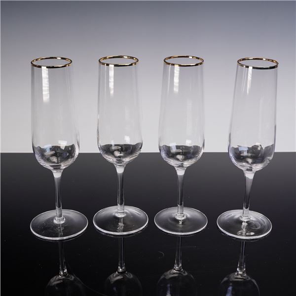 4pc Martha Stewart Champagne Glass Set with Gold Rim