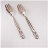 Image 2 : 2pc Georg Jensen Sterling Silver Pastry Forks, Acorn