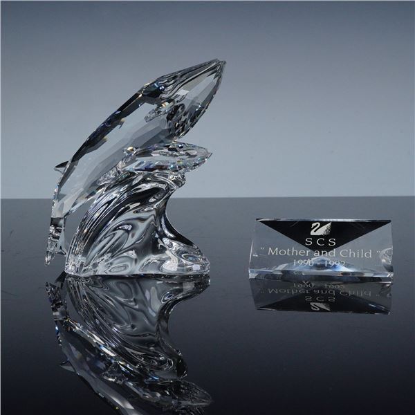 2 Swarovski Mother & Child Crystal Figurine & Plaque, Care For Me