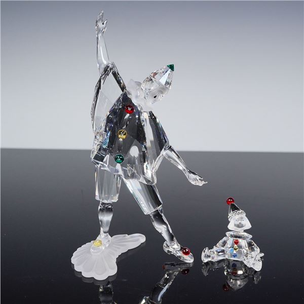 2pc Swarovski Crystal Figurines, Pierrot 230586 and Puppet 217207