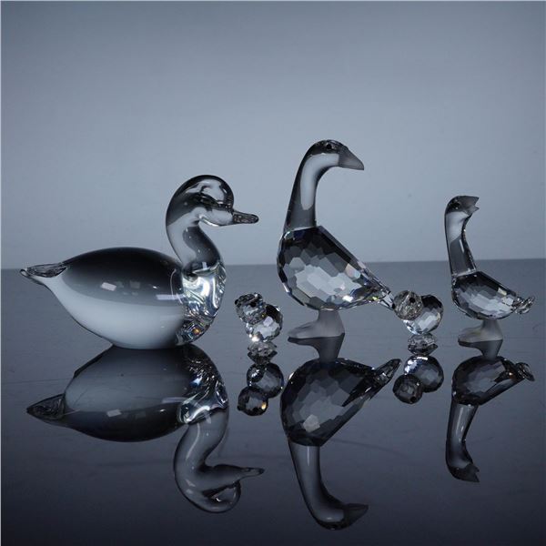 5pc Swarovski & Eneryda Glasbruk Water Fowl Figurines