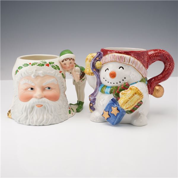 2pc Mug Set Lenox Santa Fitz and Floyd Snowman