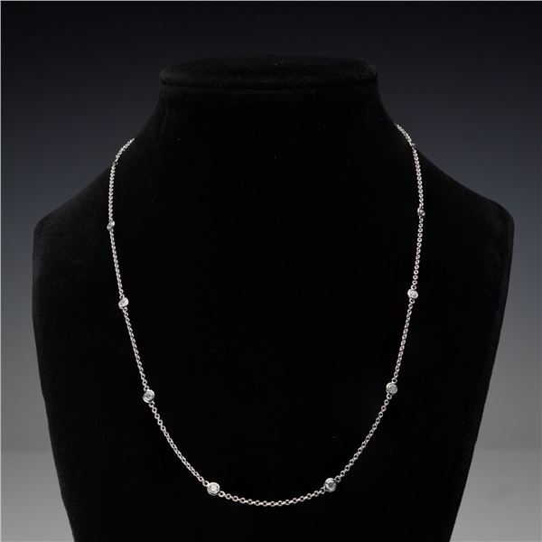 14K White Gold 1.00ctw Diamond By The Yard Necklace