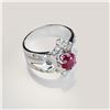 Image 2 : 14K White Gold 1.75ct Ruby and 1.00ctw Diamond Ring