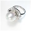 Image 2 : Platinum White South Sea Pearl and 1.80ctw Diamond Ring