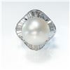 Image 4 : Platinum White South Sea Pearl and 1.80ctw Diamond Ring