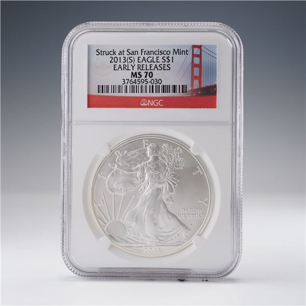 2013-(S) American Silver Eagle Early Releases $1 Coin NGC Graded MS70