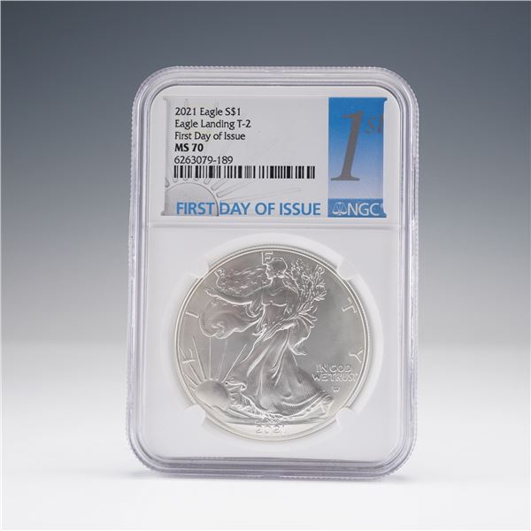 2021 American Silver Eagle Type 2 First Day Issue $1 Coin NGC Graded MS70