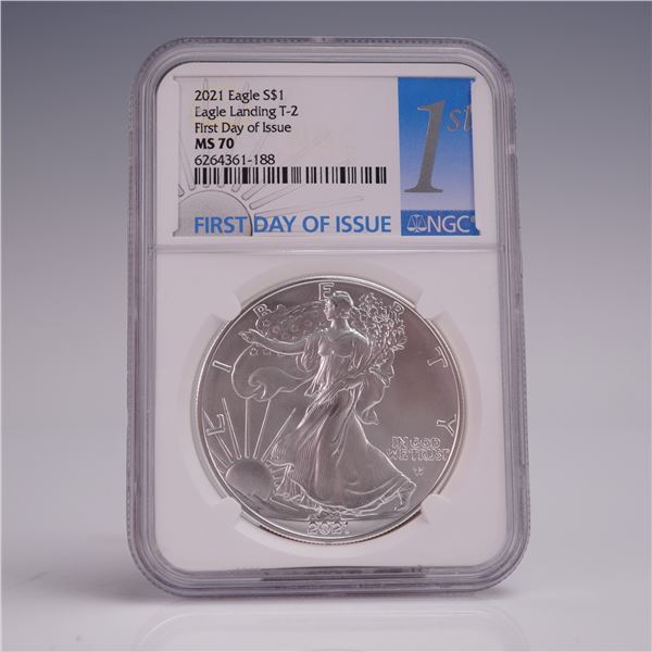 2021 American Silver Eagle Type 2 One Dollar Coin NGC Graded MS 70