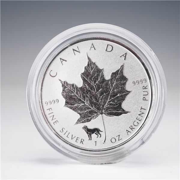 2018 Canada Silver Maple Leaf with Dog Privy  One Ounce Coin