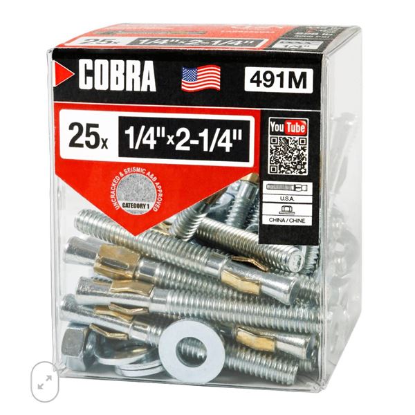 COBRA 491M PARAWEDGE 1/4X2 1 4”(25)