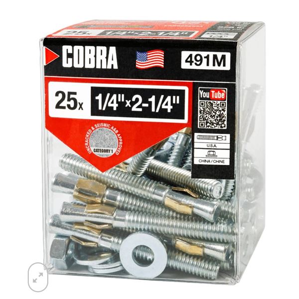 COBRA 491M PARAWEDGE 1/4X2 1 4”(25)