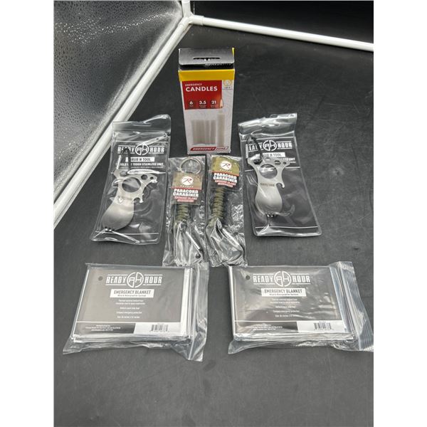 Emergency Survival Kit With Multi-Tools, Paracord, Candles, and Blanket Bundle