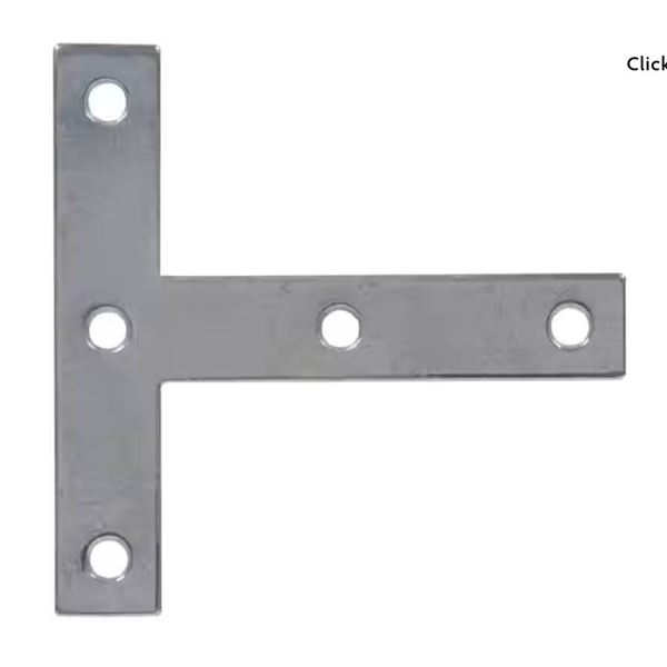 Hillman T-Plates with Screws – Hardware Essentials, 4-inch Lot of 3 x 2per Pack