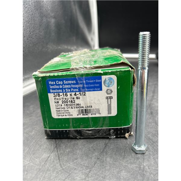 Hex Cap Screws 3/8-16 x 4-1/2 Coarse Thread Steel Model 200162 Lot 1B2221364