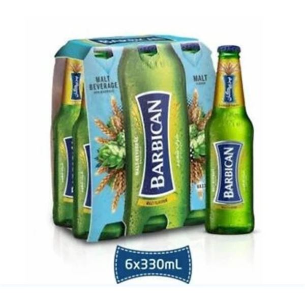 Barbican Non-Alcoholic Malt Beverage Six-Pack, Malt Flavor, 330ml Bottles