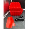 Image 2 : Lot of Stackable Plastic Storage Bins with Dividers and Inserts Lot of 4