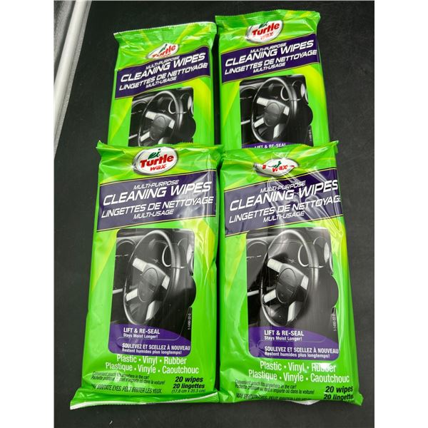 Turtle Wax Multi-Purpose Cleaning Wipes, 4 Packs of 20 Wipes Each