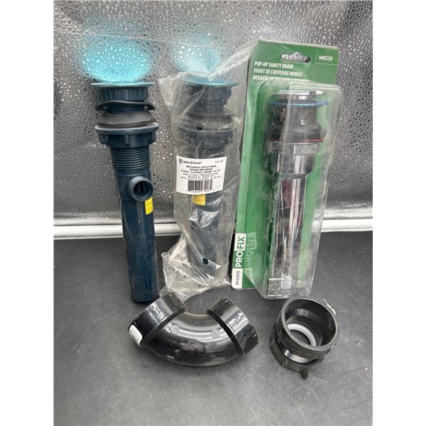 Lot of Pop-Up Vanity Drain and Plumbing Components