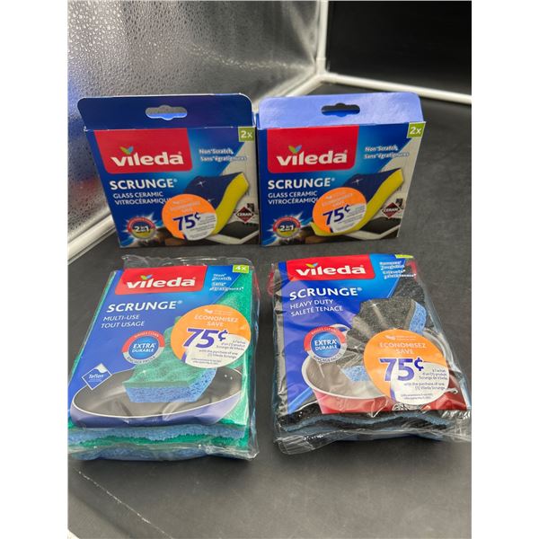Lot of  Vileda Scrunge Sponges for Glass Ceramic and Multi-Use Cleaning, 4 Packs