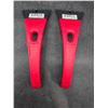 Image 1 : Two Red Windshield Scrapers with Plastic Handles and Steel Blades