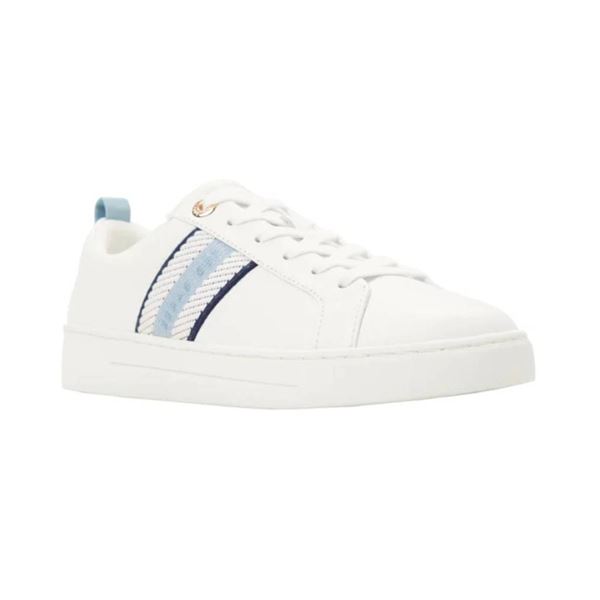 Ted Baker Women’s White Lace-Up Sneakers With Striped Detail, Size 8