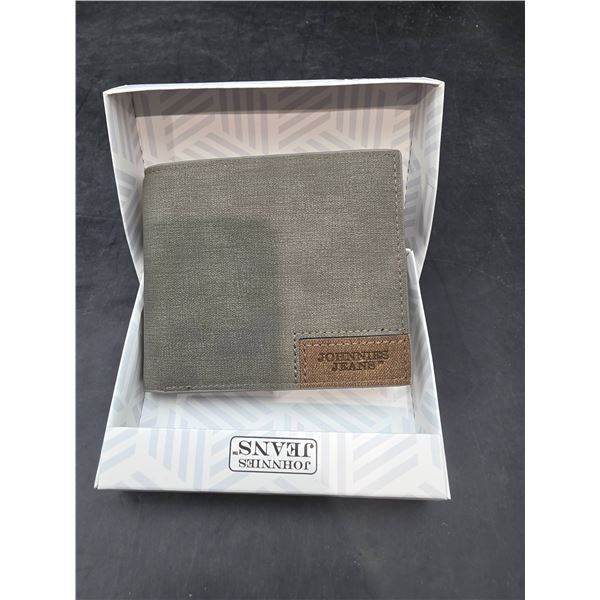 Grey Fabric Bi-Fold Wallet by Jonnies Jeans with Card Slots and ID Window