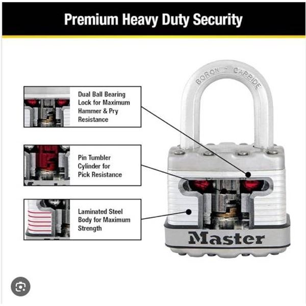 Master Lock Magnum M1BLCDLF Padlock with Keys, 45mm Stainless Steel