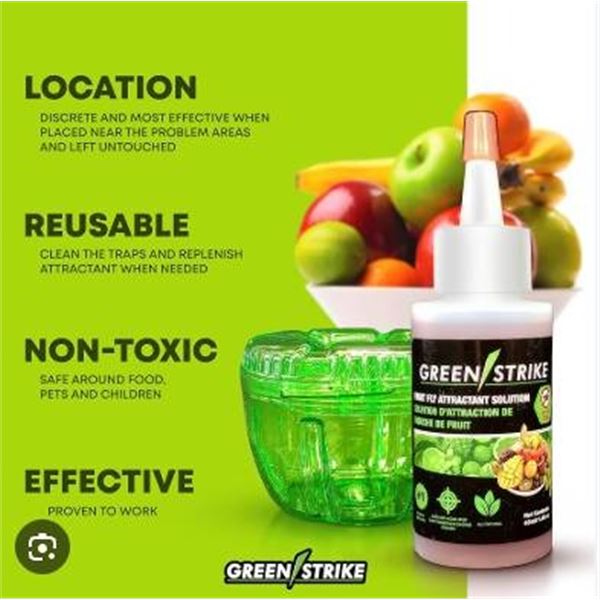 Green Strike Reusable Fruit Fly Trap With Bottle,
