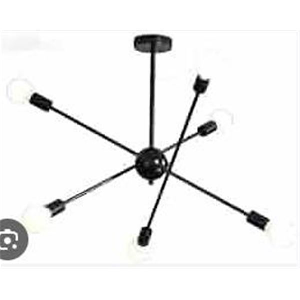 Modern Sputnik Chandelier, 16-Inch Height, Black Finish