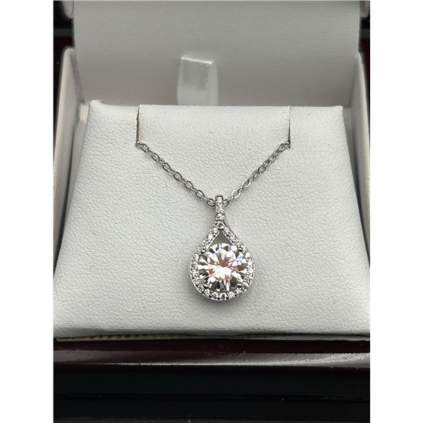 $1585 APPRAISED 2.0 CARAT MULTI STONE MOISSANITE PENDANT AND CHAIN