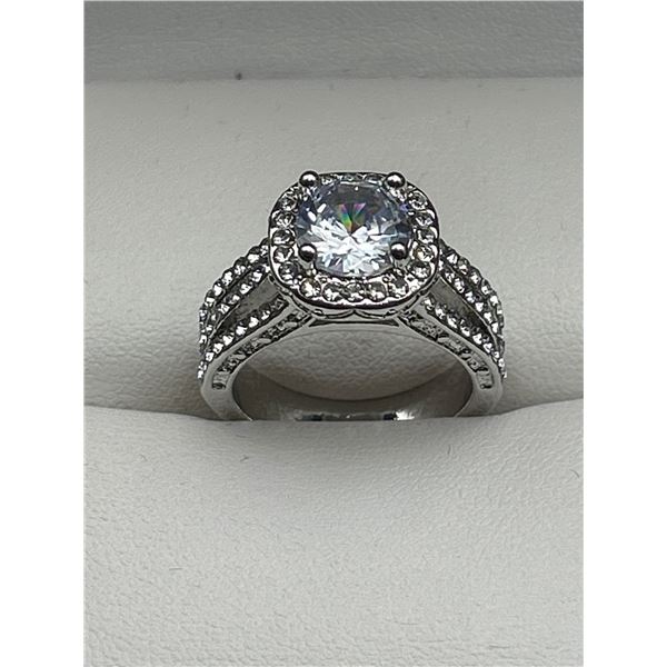 Ladies 1.1 Carat Cusion Cut .925 Silver Shank Style Ring